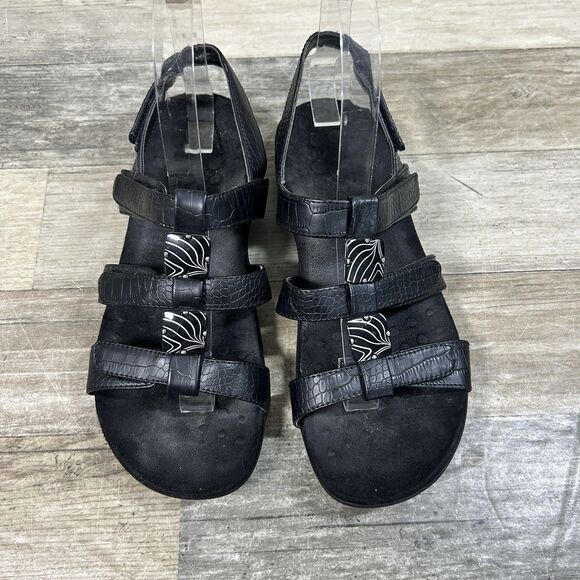 Vionic 44 Amber Sandals Women's 6 Black Leather Open Toe Slingback Comfort Shoes - Picture 3 of 8